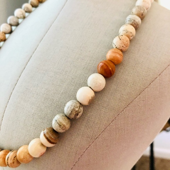 Modern Vintage Jasper Stone Bead Necklace - Picture 6 of 12